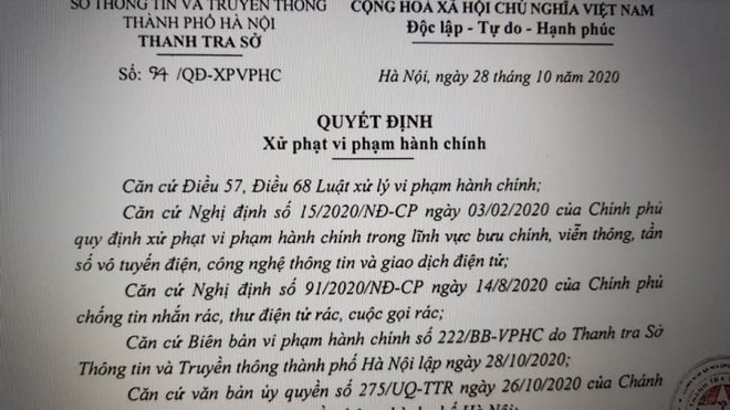 Hà Nội xử phạt trường hợp phát tán tin nhắn, cuộc gọi rác