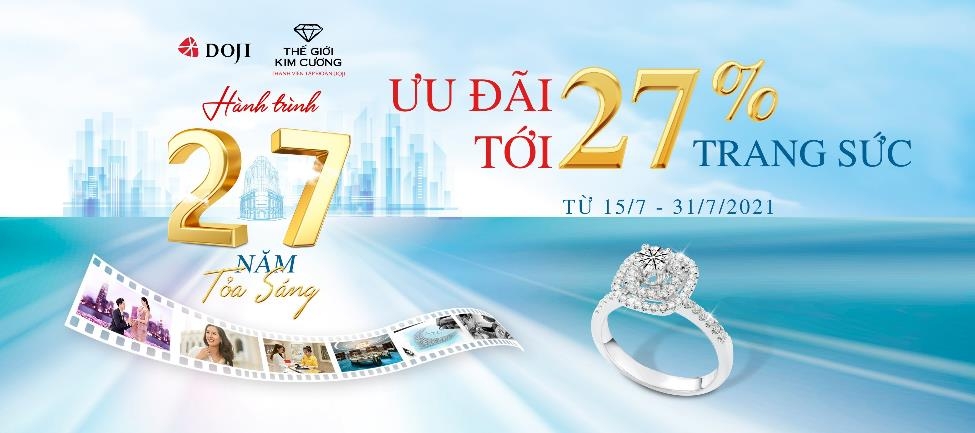 DOJI và Thế Giới Kim Cương ưu đãi tới 27% mừng hành trình 27 năm tỏa sáng