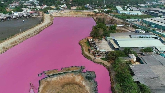 Hồ nước chuyển màu tím hồng