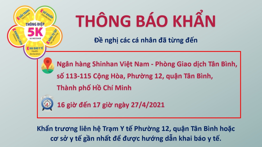 Trung tâm Kiểm soát bệnh tật TP HCM (HCDC) đã phát thông báo khẩn 