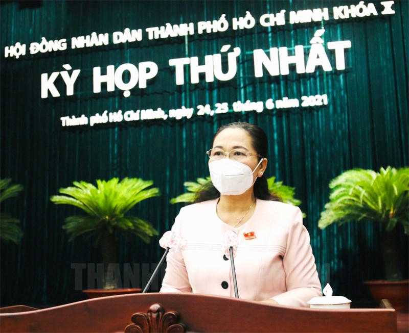 Chủ tịch HĐND TP khóa IX Nguyễn Thị Lệ phát biểu tại phiên trù bị.