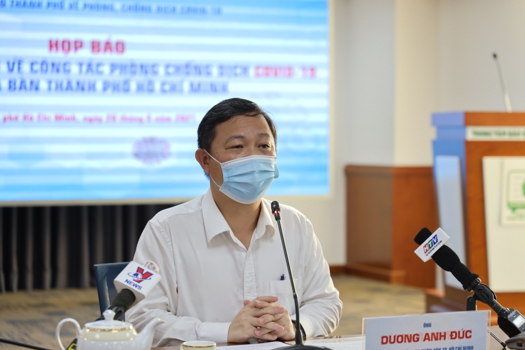 Ông Dương Anh Đức, Phó Chủ tịch UBND TP HCM chủ trì họp báo thông tin tình hình chống dịch bệnh Covid-19