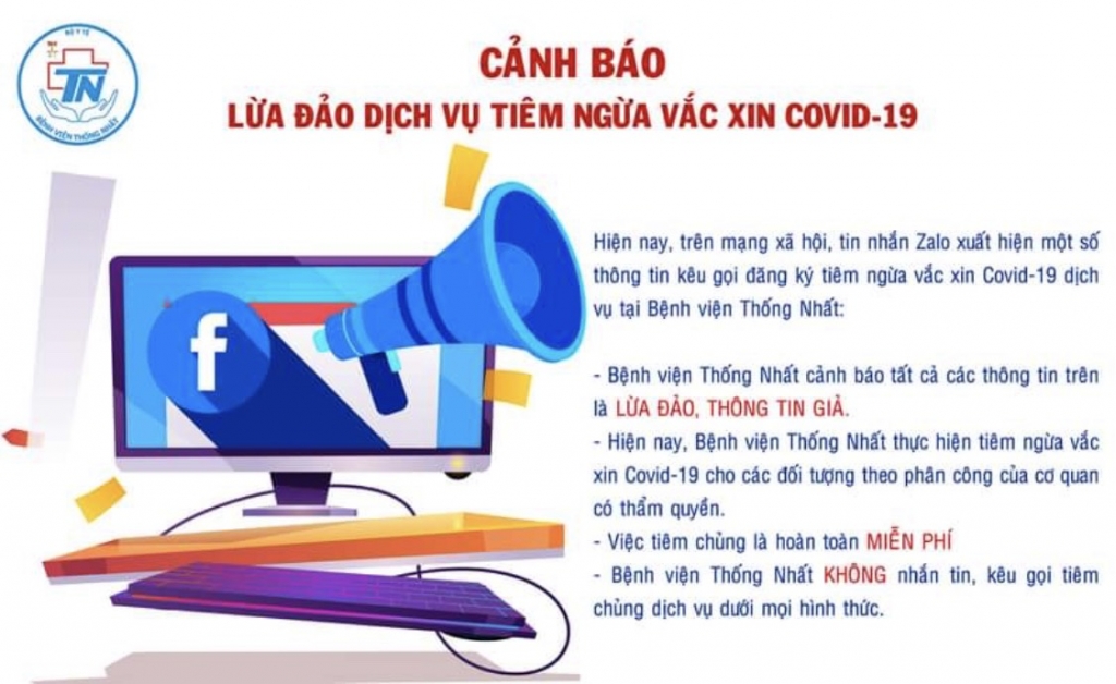 Cảnh báo của bệnh viện Thống Nhất về hiện tượng thông tin giả mạo