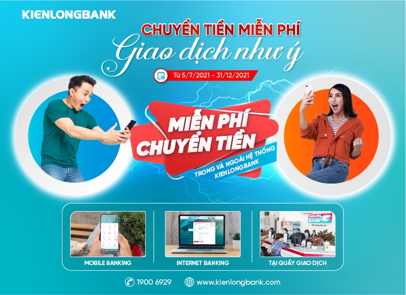 Kienlongbank miễn phí chuyển tiền trong và ngoài hệ thống