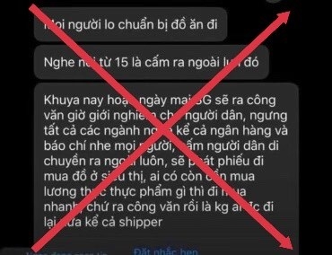 Một tin nhắn sai sự thật đang lan truyền trên mạng xã hội