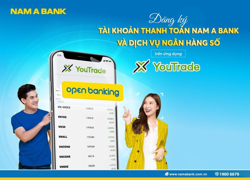 Nam A Bank đã hợp tác cùng Công ty Cổ phần YouTrade triển khai nhiều tính năng vượt trội ngay trên ứng dụng YouTrade và Ngân hàng số Open Banking. 
