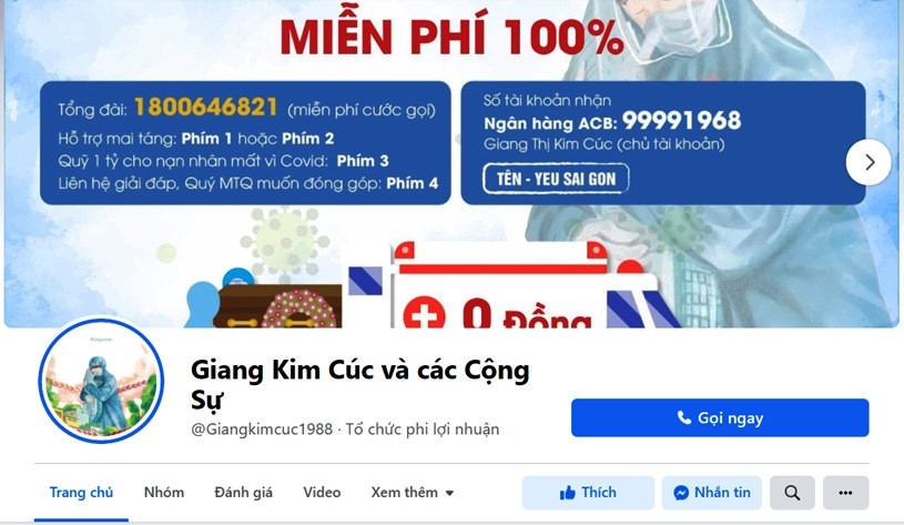 trang fanpage mạng xã hội facebook “Giang Kim Cúc và các Cộng Sự”