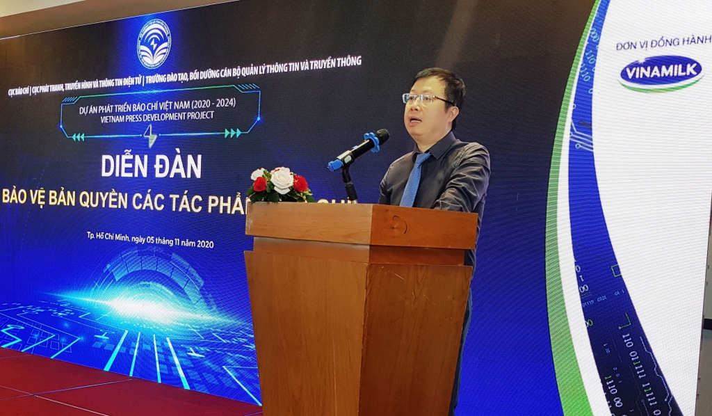Ông Nguyễn Thanh Lâm - Cục trưởng Cục Báo chí phát biểu khai mạc diễn đàn