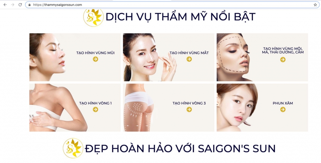 Trung tâm thẩm mỹ Saigon’s Sun quảng cáo dịch vụ không phép