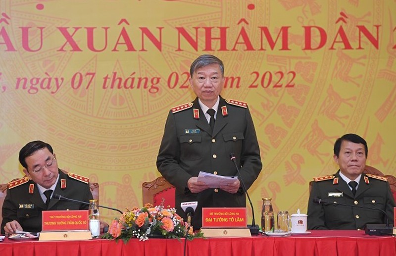 Bộ trưởng Bộ Công an Tô Lâm phát biểu chỉ đạo tại hội nghị giao ban đầu xuân Nhâm Dần 2022