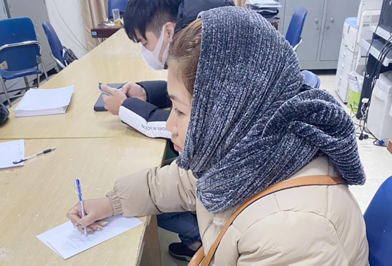 Lê Thị Hạnh tại thời điểm bị triệu tập lên cơ quan Công an vào tháng 1/2021