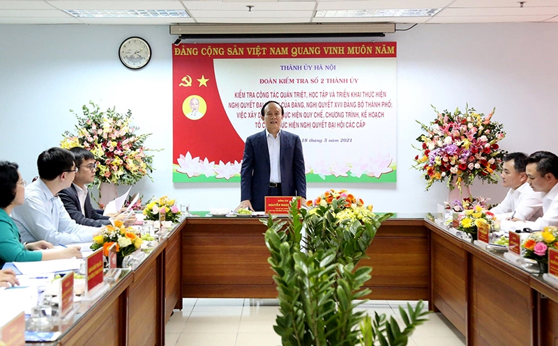 Phó Bí thư Thành ủy, Chủ tịch HĐND TP Nguyễn Ngọc Tuấn phát biểu tại buổi kiểm tra Tổng Công ty UDIC