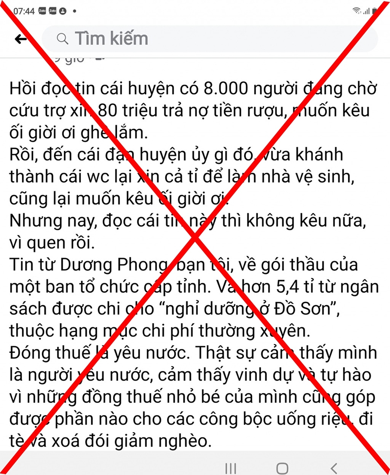 Thông tin sai sự thật về việc tổ chức đi nghỉ dưỡng cho các các bộ lão thành cách mạng