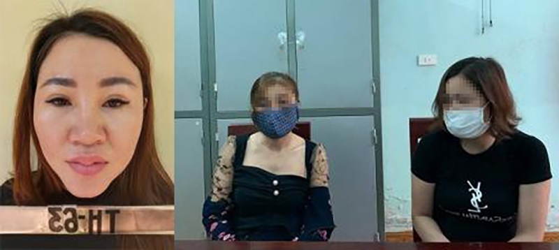 Chủ cơ sở massage Phạm Thị Thúy cùng hai gái bán dâm tại cơ quan công an 