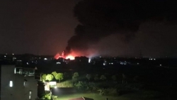 Đang cháy lớn xưởng cồn tại xã An Thượng, Hoài Đức