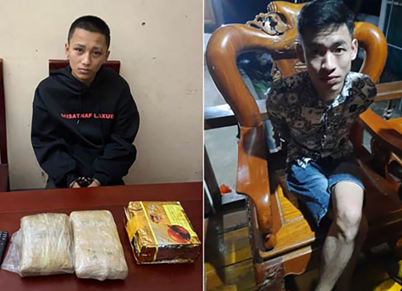 Công an huyện Quết Phong bắt giữ hai đối tượng Vi Văn Quyết, Vi Văn Chung cùng tang vật