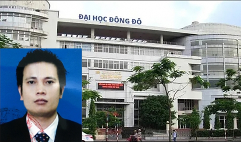 Chủ tịch HĐQT Trường Đại học Đông Đô Trần Khắc Hùng (ảnh nhỏ), hiện đang bỏ trốn
