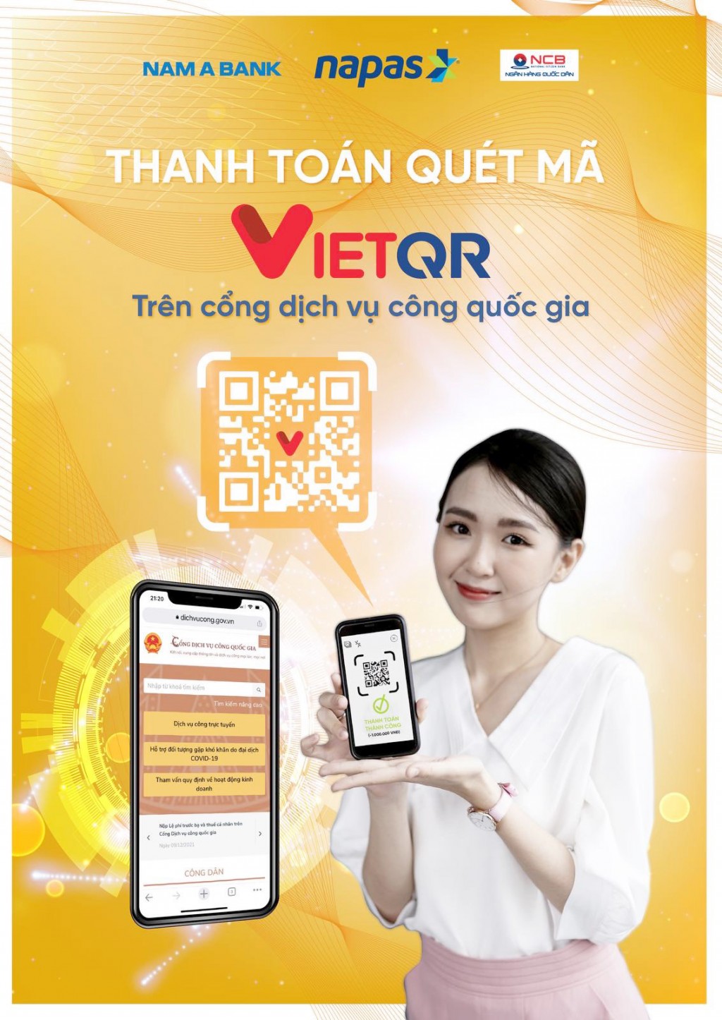 Quét mã VietQR thanh toán trực tuyến dịch vụ công dễ dàng