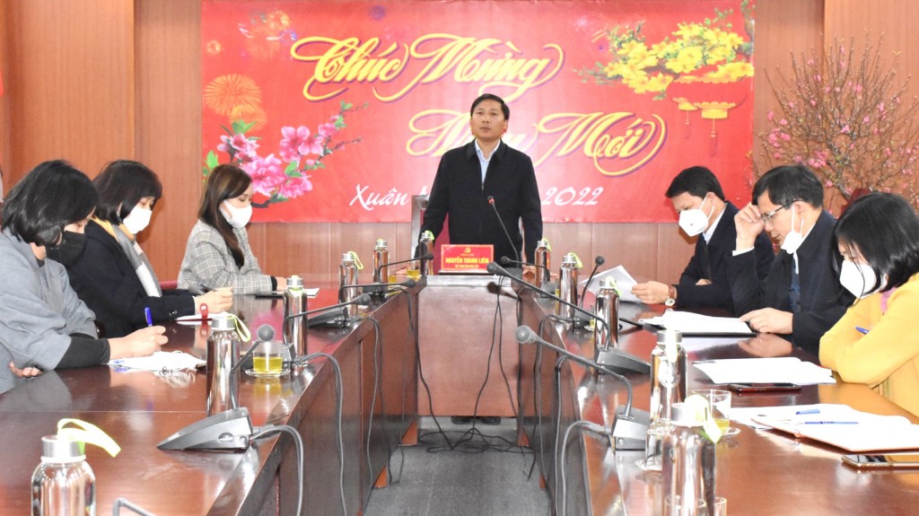 Đồng chí Nguyễn Thanh Liêm – Bí thư Huyện ủy phát biểu tại buổi làm việc