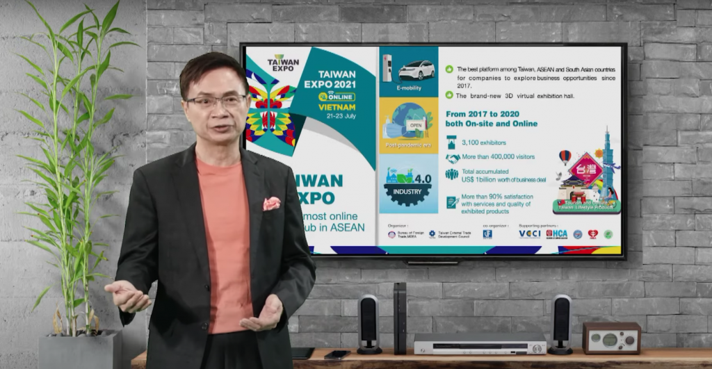 Ông James Huang, Chủ tịch của TAITRA chia sẻ tại Buổi khai mạc Taiwan Expo 2021