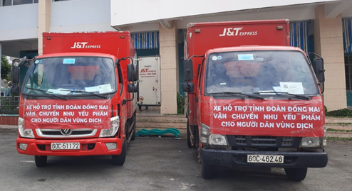 J&T Express chi nhánh Đồng Nai hỗ trợ các chuyến xe vận chuyển hàng hóa tới khu phong tỏa