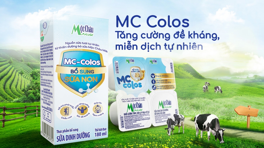 Bộ đôi sản phẩm Sữa dinh dưỡng và Sữa chua dinh dưỡng MC Colos kết hợp nguồn sữa tươi tự nhiên mát lành cùng dưỡng chất sữa non quý giá, bổ sung thêm các vitamin và khoáng chất thiết yếu