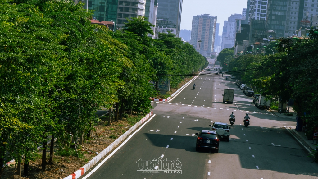 Phần mở rộng trên tuyến đường đã được trải thảm nhựa, các phương tiện có thể lưu thông