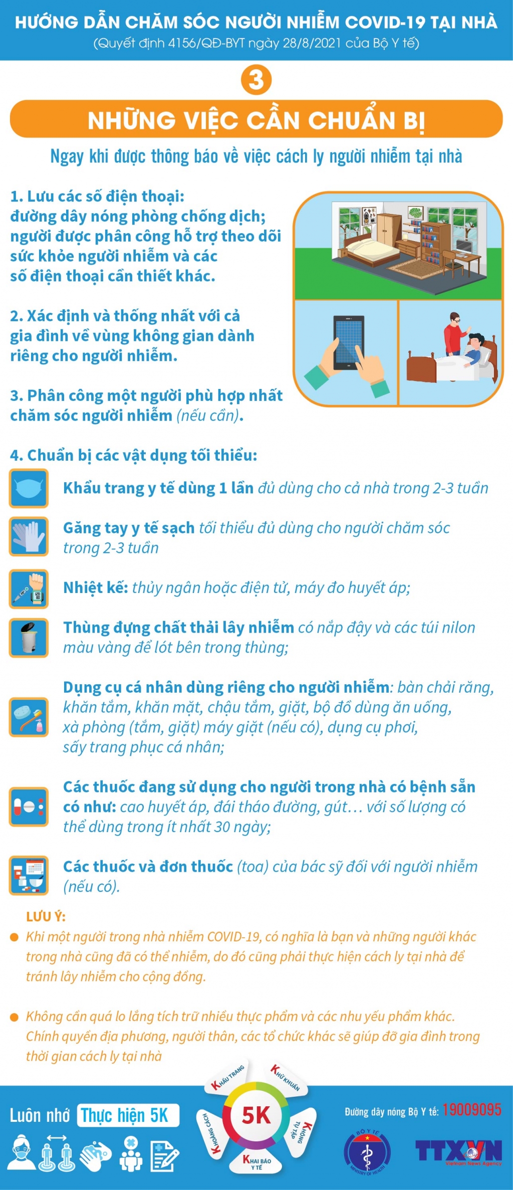 Bộ Y tế hướng dẫn cách chăm sóc người nhiễm Covid-19 tại nhà