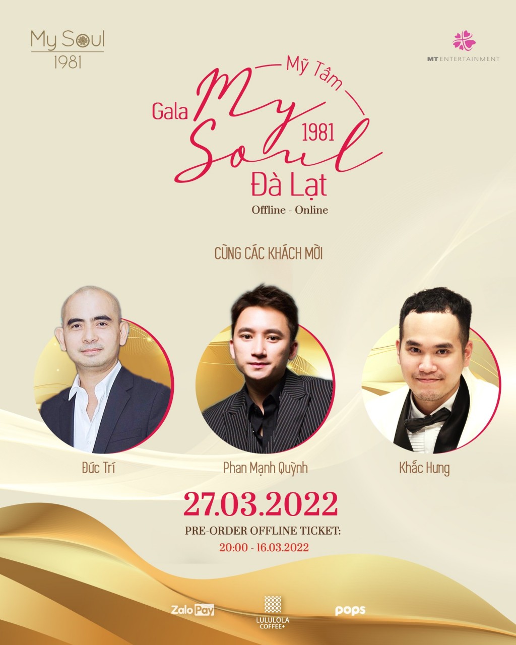 Mỹ Tâm cũng công bố 3 khách mời đặc biệt sẽ góp mặt trong show diễn ngày 27/3 đó chính là Đức Trí, Phan Mạnh Quỳnh và Khắc Hưng.