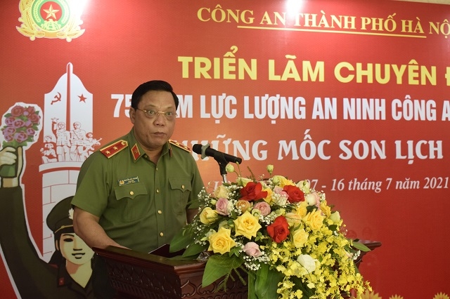 Giám đốc Công an TP Hà Nội Trung tướng Nguyễn Hải Trung phát biểu tại buổi lễ.