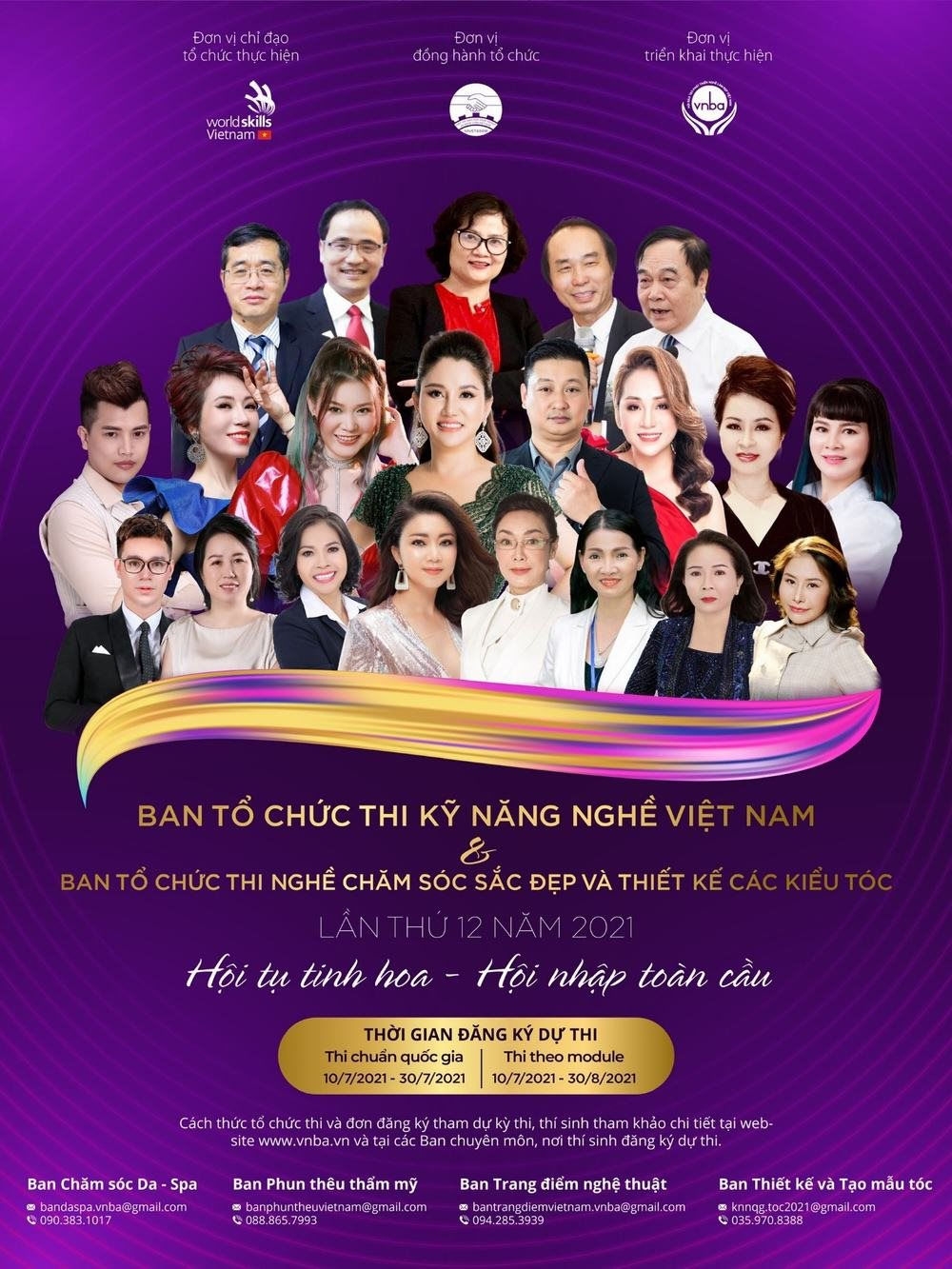 Ban tổ chức thi kỹ năng nghề Việt Nam và ban tổ chức thi nghề chăm sóc sắc đẹp và thiết kế các kiểu tóc lần thứ 12 năm 2021 “Hội thụ tinh hoa – Hội nhập toàn cầu”