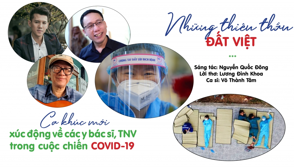 ca khúc “Những thiên thần đất Việt” – một sáng tác mới ca ngợi tình người, sự cống hiến và hi sinh thần lặm của đội ngũ y bác sĩ, các tình nguyện viên, đồng thời lan tỏa niềm tin trước đại dịch Covid-19.   
