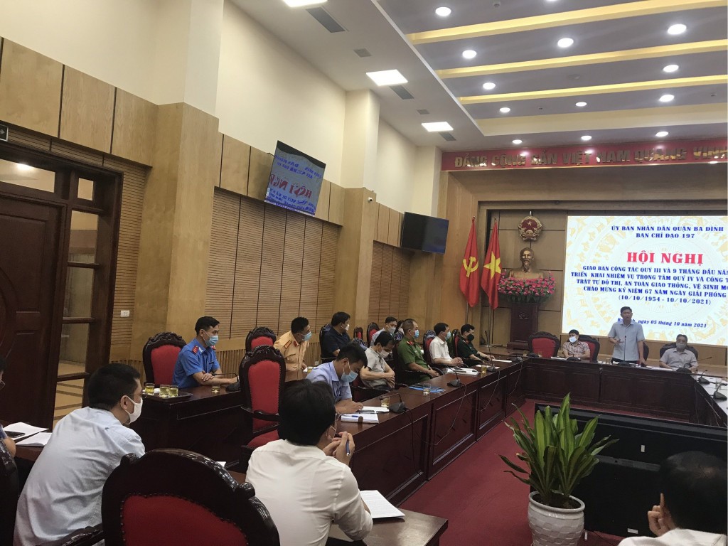 Toàn cảnh hội nghị giao ban Ban chỉ đạo 197 quận Ba Đình