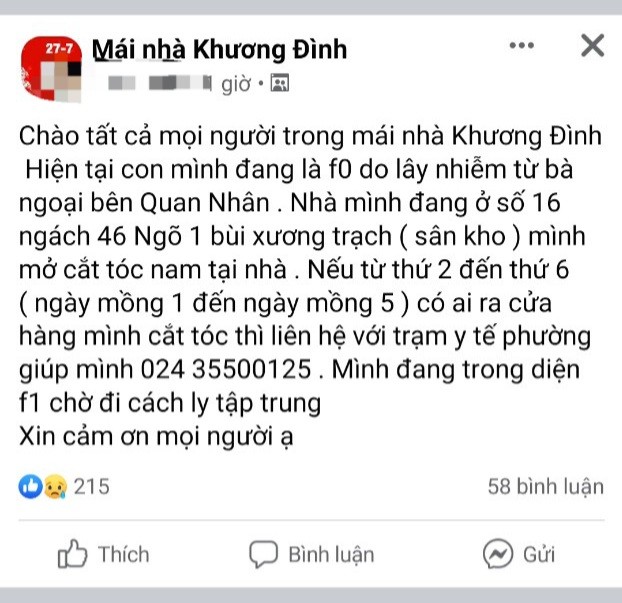 Thông tin nhiễm Covid-19 được người dân công khai chia sẻ để giúp mọi người theo dõi sức khỏe, cách ly, tránh ảnh hưởng đến cộng đồng