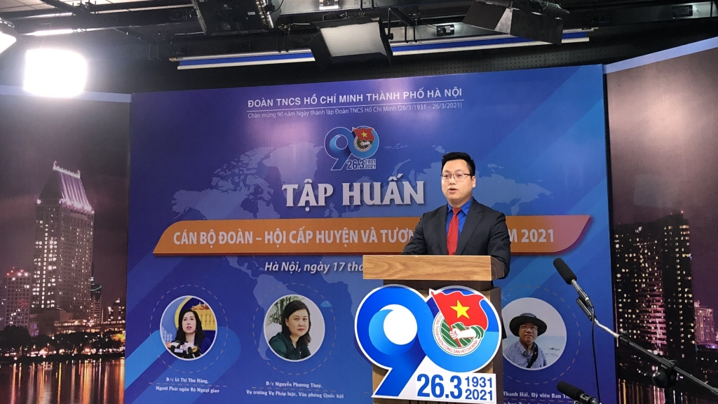 Đồng chí Trần Quang Hưng, Phó Bí thư thành đoàn Hà Nội phát biểu chỉ đạo