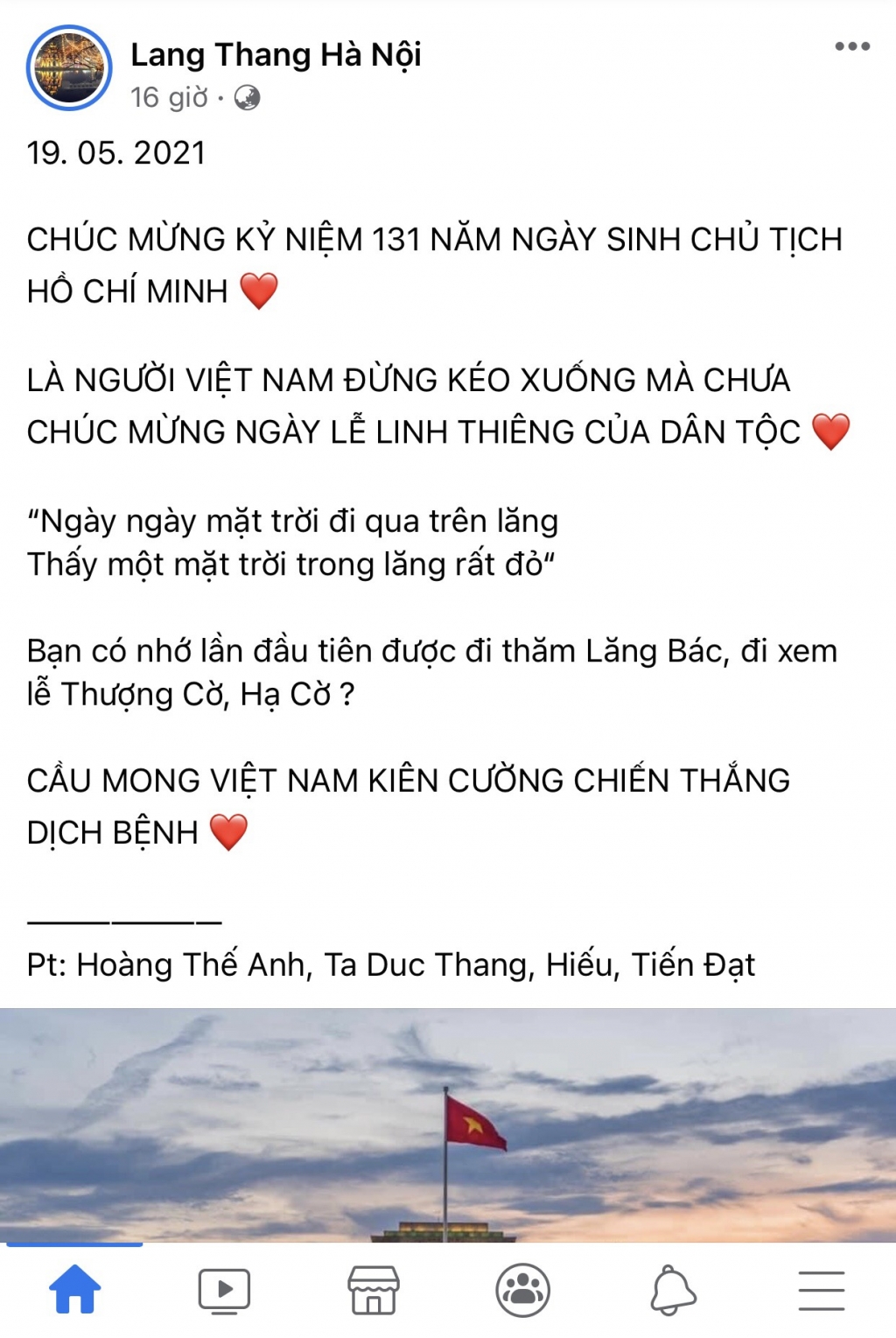 Nhiều group lớn đều chia sẻ và đăng tải những lời chúc tốt đẹp vào ngày sinh của Bác