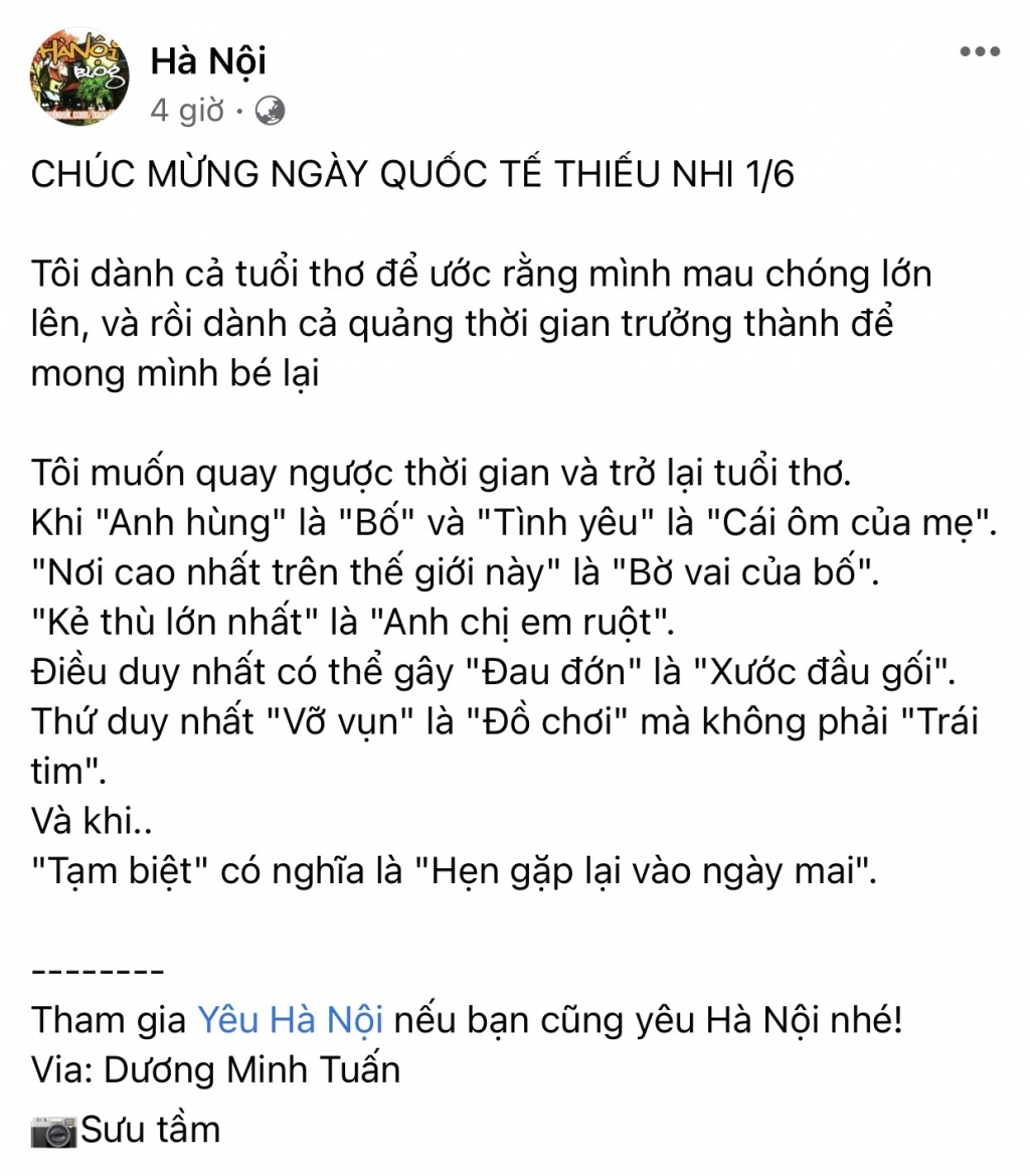 Fanpage Hà Nội chia sẻ đầy cảm xúc