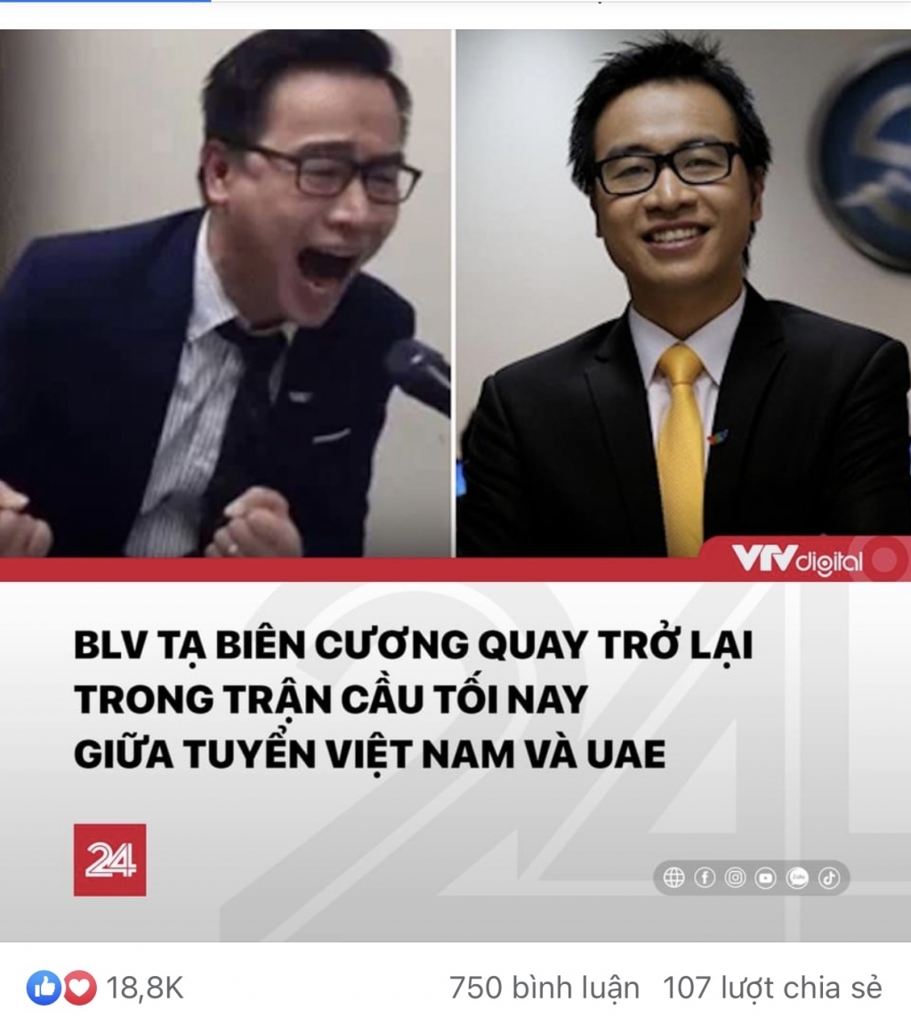 Trung tâm tin tức VTV24 đăng tải dòng trạng thái đầy vui nhộn