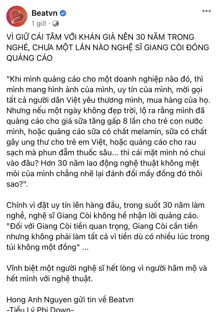 Giới trẻ bày tỏ tiếc thương trước sự ra đi của nghệ sĩ Giang Còi