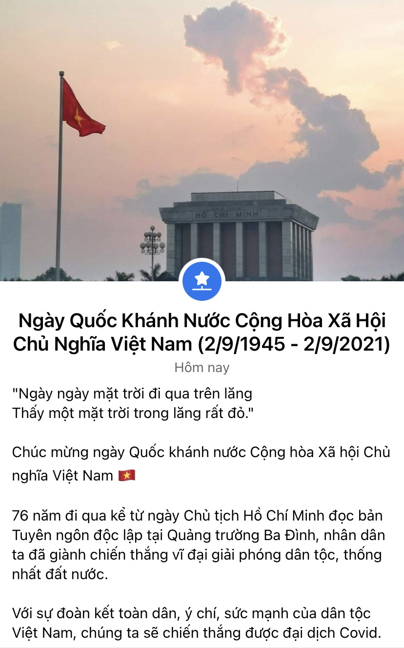 Cộng đồng mạng chào mừng kỷ niệm 76 năm ngày Quốc khánh Việt Nam