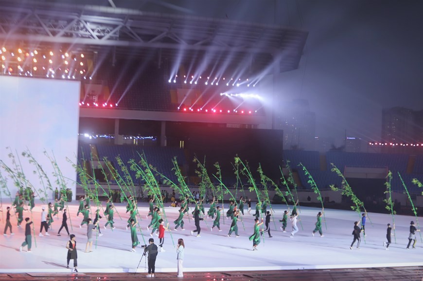 Buổi tổng duyệt Lễ Khai mạc SEA Games 31 tại sân vận động Mỹ Đình (Ảnh: Vietnamplus)