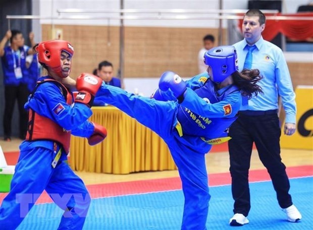 Một trận thi đấu Vovinam tại SEA Games 31 (Ảnh: TTXVN)