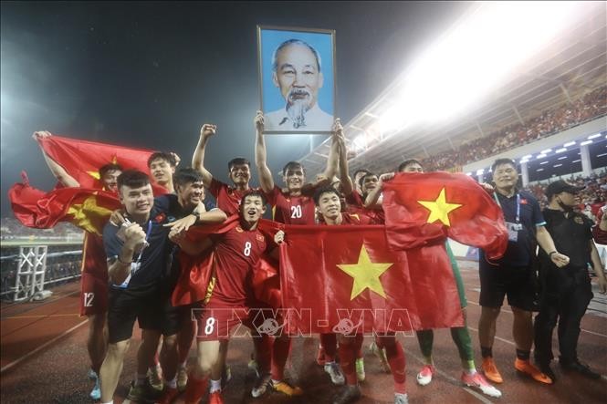 U23 Việt Nam là đội bóng duy nhất bất bại ở SEA Games 31 - thắng 5 và hòa 1 - ghi được 11 bàn thắng và không thủng lưới lần nào (Ảnh: TTXVN)