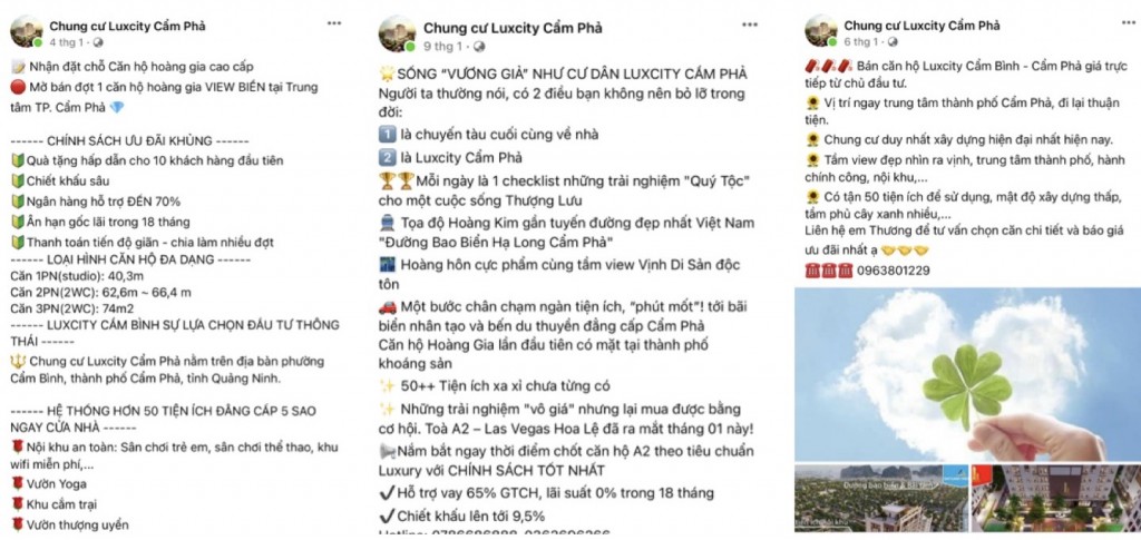 Dự án Chung cư cao tầng Cẩm Bình, TP Cẩm Phả (Luxcity Cẩm Phả) được công khai rao bán rầm rộ trên MXH 