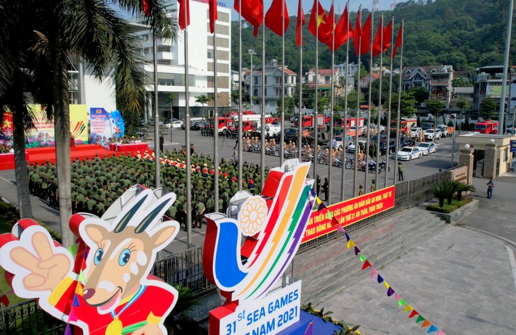 Công an Quảng Ninh ra quân bảo đảm an ninh trật tự cho SEA Games 31. (Ảnh: Báo Quảng Ninh)