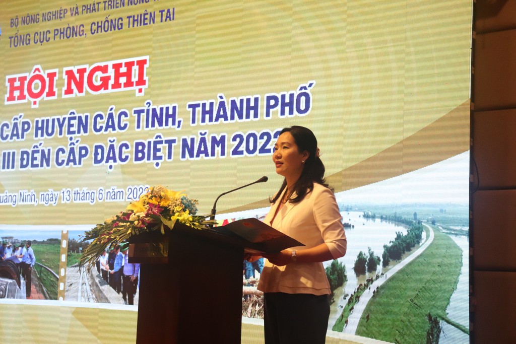 Đồng chí Nguyễn Thị Hạnh, Phó Chủ tịch UBND tỉnh Quảng Ninh phát biểu tại hội nghị.