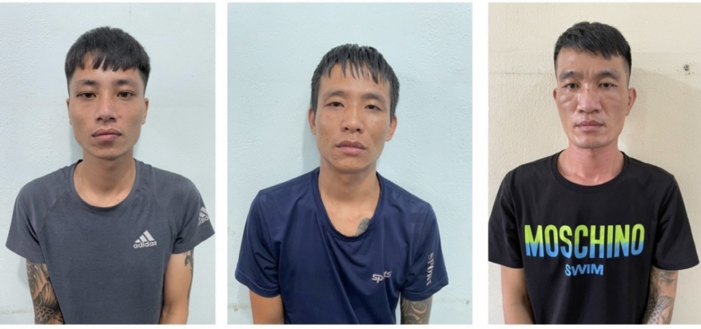 Đối tượng Trần Duy Mạnh, Phạm Văn Thắng, Ngô Đức Phi từ trái sang (Ảnh: Công an tỉnh Quảng Ninh)