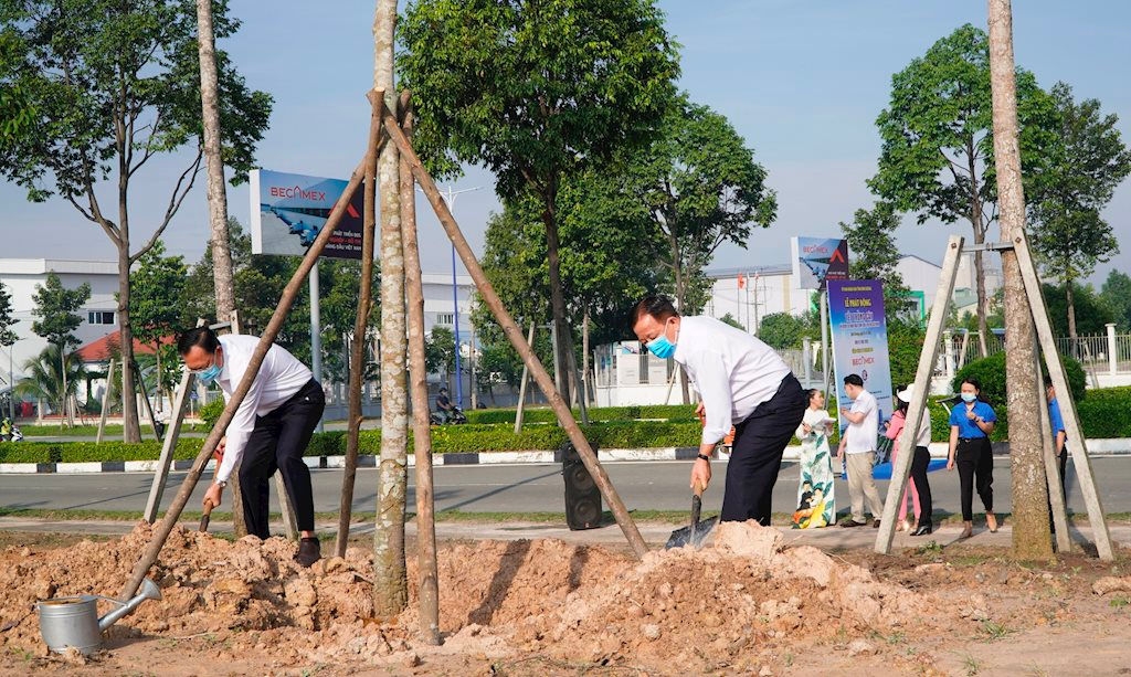 Lãnh đạo các đơn vị phát động lễ trồng cây