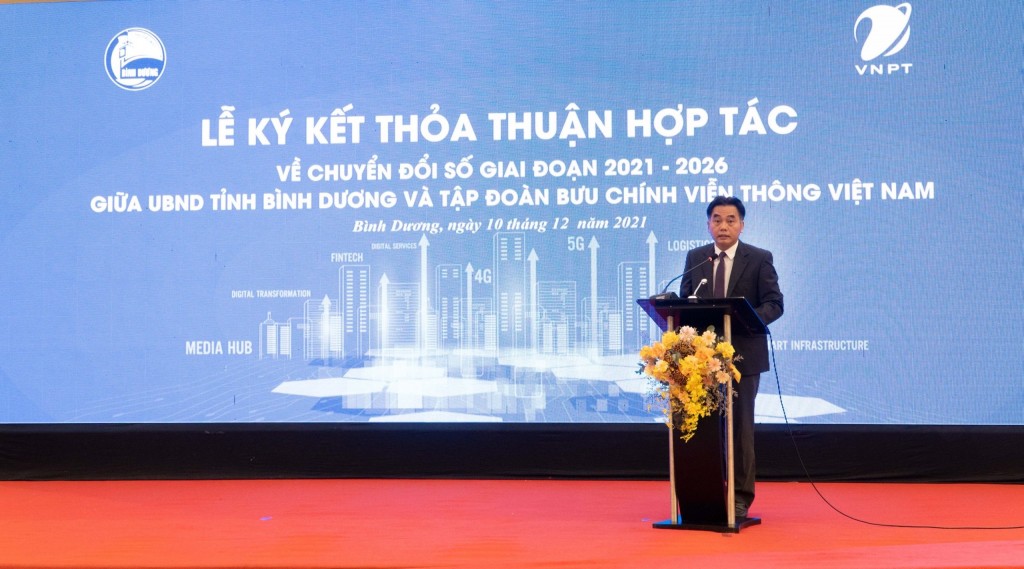 Ông Nguyễn Lộc Hà - UVTV Tỉnh ủy, Phó Chủ tịch UBND tỉnh Bình Dương phát biểu tại Lễ ký kết.