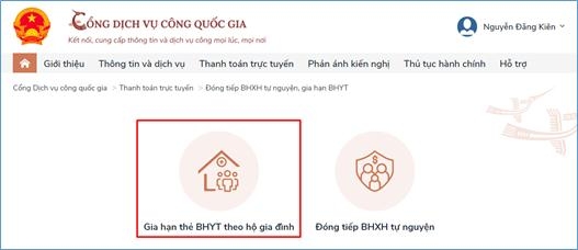 Hướng dẫn đóng BHXH tự nguyện, gia hạn thẻ BHYT theo hộ gia đình online